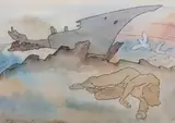 Nu couché sur une plage by Basil Rakoczi, 1975, Pastel, sold Dec 2023