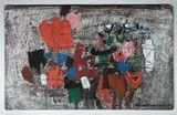 Composition abstraite by Arnold Fiedler, 1953, Pastel et crayons gras sur papier, sold Jun 2023
