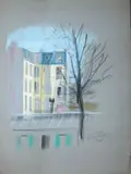 Vue de Paris en hiver by Raymond Peynet, Pastel sur papier, sold Jun 2023