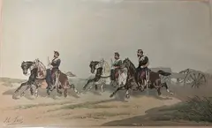 Cavaliers by Théodore Fort, Aquarelle, sold Dec 2025