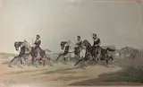 Cavaliers by Théodore Fort, Aquarelle, sold Dec 2025