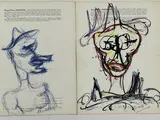 Deux portraits Sur feuille de la Kermesse aux étoiles by Armand Henri Nakache, Aquarelle/encre et stylo bille, sold Dec 2025