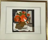 Bouquet de fleurs - Composition cubiste by Charles Merangel, Gouache, sold Dec 2025