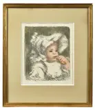 L'enfant au biscuit by Pierre-Auguste Renoir, 1899, Lithographie en couleurs sur vergé Trace brunie de passe-partout sur les marges, bords ten, sold Dec 2025