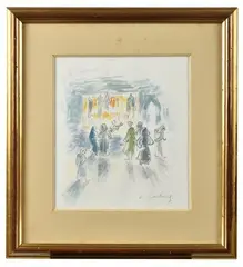 Musiciens sur une place animée au Maroc by André Hambourg, Aquarelle, sold Dec 2025