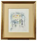 Musiciens sur une place animée au Maroc by André Hambourg, Aquarelle, sold Dec 2025