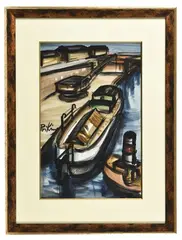 La péniche by Franz Priking, Aquarelle, sold Dec 2025