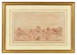 Bord de rivière Dessin à la sanguine 25 x 42 cm Avec cadre : 43 x 61 cm Provenance : Vente tajan, 22 novembre 1987, n°311 (expert De Bayser) Exposition : Mitsuk by Charles-François Daubigny, Sanguine, sold Nov 2025