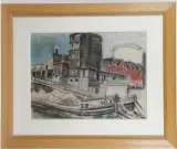 Péniche le long d’un canal à Paris by Willy Eisenschitz, 1955, Pastel de couleurs, sold Nov 2025