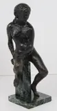 Nu féminin assis sur une colonne by Edmond Moirignot, Épreuve en bronze à patine noire, sold Nov 2025