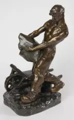 Le CARRIER by Edouard Drouot, Épreuve en bronze à patine brun foncé, sold Nov 2025