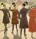 Les trois coups de chapeau ou l'avenue du bois by André Édouard Marty, 1920, Aquarelle et encre sur papier, sold Oct 2019