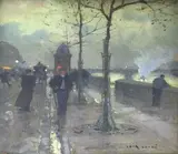 Les quais de Seine by Luigi Loir, Gouache et aquarelle sur papier, sold Jun 2019