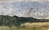 Paysage by Henri Harpignies, 1877, Aquarelle sur papier, sold Jun 2019
