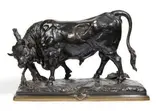 Taureau en liberté by Paul Comolera, Bronze à patine noire, sold Jun 2019