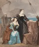 Marie-Stuart quittant la France by Edouard Hamman, 1862, Aquarelle, sold Jun 2019