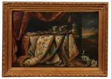 Nature morte au tapi et petit chien by Antonio Gianlisi le Jeune, Toile (rentoilage et châssis anciens), sold Jun 2019