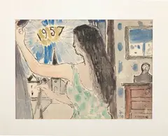 Femme devant la fenêtre by Paul Delvaux, 1957, Encre de Chine et aquarelle sur papier, sold Jun 2019