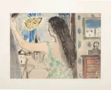 Femme devant la fenêtre by Paul Delvaux, 1957, Encre de Chine et aquarelle sur papier, sold Jun 2019