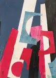 Composition abstraite rouge, blanc et bleu by Boris Lacroix, vers 1925, Collage et Gouache sur papier, sold Jun 2019