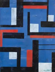 Composition abstraite bleu et rouge by Boris Lacroix, 1925, Gouache sur papier, sold Jun 2019