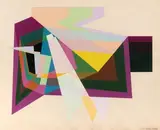 Composition by Stella van der Auwerra, 1955, Gouache sur papier, sold Jun 2019