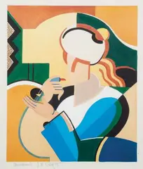 La femme au rouge à lèvre by Jacques Henri Guyot, Gouache sur papier, sold Jun 2019