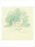 Faon dans la forêt by Victor Vasarely, Crayon et pastel sur papier, sold Jun 2019