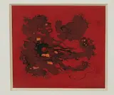 Abstraction by Léon Arthur Tutundjian, 1926, Gouache sur papier rouge signée et datée au verso H_19 cm L_20,5 cm, sold Apr 2019