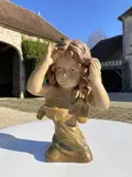 L'innocence by Fortunato Gori, Épreuve en terre cuite polychrome, sold Mar 2023