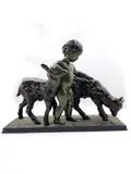 Enfant et brebis by Richard Fath, Épreuve en bronze à patine brune et verte, sold Mar 2023