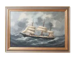 Navire dans la tempête by Édouard Adam, Toile, sold Feb 2023