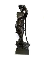 Le faucheur by Eugène Marioton, Épreuve en bronze à patine brune, sold Nov 2022