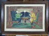 Les joueurs de carte by Harry Eliott, Lithographie signée dans la planche, sold Feb 2020