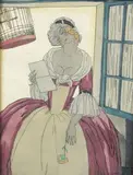 Le billet doux by Sylvain Sauvage, Aquarelle gouachée signée en bas à droite, sold Dec 2019