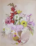 Bouquet aux orchidées by Jeanne Emma Plauzeau, Gouache signée en bas à droite, sold Dec 2019