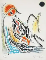 Composition by Gustave Singier, 1966, Lithographie numérotée "22/200", sold Dec 2019