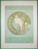 Le laurier by Alphonse Mucha, 1901, Lithographie en couleurs signée et datée dans la planche en bas à droite, sold Dec 2019