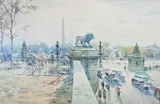 Vue plongeante de la place de la Concorde by René Leverd, Aquarelle signée en bas à gauche, sold Dec 2019
