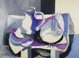 Nature morte à la palette by Loïc Dubigeon, 1959, Gouache signée et datée en bas à gauche, sold Dec 2019