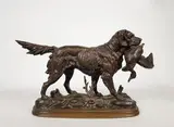 Epagneul au canard by Paul Edouard Delabrierre, Epreuve en bronze à patine brun nuancé, sold Dec 2019