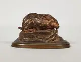 Lapin à la carotte by Auguste-Nicolas Cain, Epreuve en bronze à patine brun nuancé, sold Dec 2019