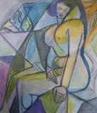 Nu au rideau by Nicolas Poliakoff, Pastel signé en bas à droite, sold May 2019