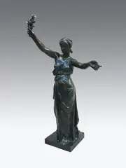 La paix by Jean Jules Cambos, Epreuve en bronze à patine brun nuancé, sold May 2019