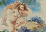 Nu au drapé by Jean-Louis Forain, Aquarelle signée en haut à droite, sold Mar 2019
