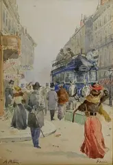L'autobus à Impériale by Anna Palm de Rosa, Aquarelle signée en bas à gauche et située en bas à droite, sold Mar 2019