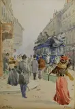L'autobus à Impériale by Anna Palm de Rosa, Aquarelle signée en bas à gauche et située en bas à droite, sold Mar 2019