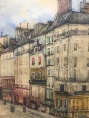 Rue de Paris by Edouard-Jacques Dufeu, Aquarelle signée en bas à gauche, sold Mar 2019