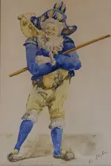 Polichinelle by Edouard-Jacques Dufeu, Aquarelle signée en bas à droite, sold Mar 2019