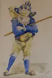 Polichinelle by Edouard-Jacques Dufeu, Aquarelle signée en bas à droite, sold Mar 2019